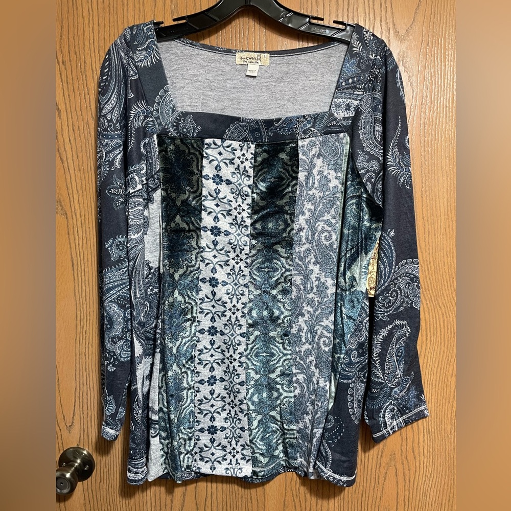 ONE WORLD Paisley Long Sleeve Top